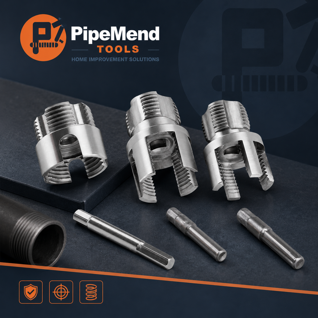 PipeMend™ 3-Piece Heavy-Duty Alloy Pipe Threading Tool Set – Integrated Internal & External PVC & Plastic Threader Kit